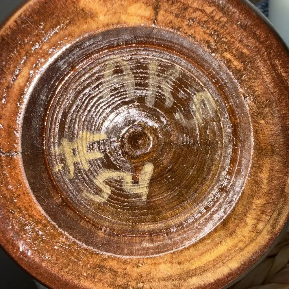 Vintage Hand Turned Wood Vase AKS 54 Mid Century Modern Organic Decor 8.5